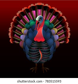 Turkey Bird. Colorful gradient vector eps10. 