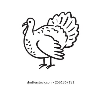 turkey bird doodle hand drawn icon. Outline drawing turkey bird line clipart symbol. Vector illustration