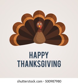 Turkey bird for Happy Thanksgiving celebration. Vector cartoon illustration for web design banner, flyer, poster or card template