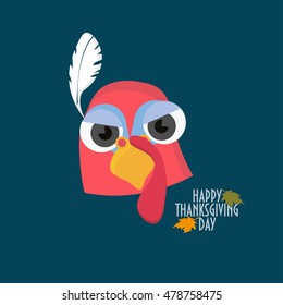A Turkey Bird Head Vector.  Thanksgiving turkey with feather on its head is great as thanksgiving day sale promotion, greeting card, poster, banner, sticker, etc.