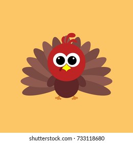 Turkey bird icon thanksgiving vector illustration in trendy style for greeting card, celebration card, invitation card, wallpaper, background, website banner