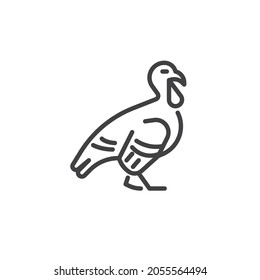 Turkey bird line icon. linear style sign for mobile concept and web design. Farm turkey outline vector icon. Symbol, logo illustration. Vector graphics