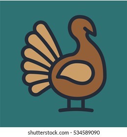 Turkey Bird Minimal Flat Color Line Outline Stroke Icon Pictogram Symbol