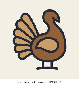 Turkey Bird Minimal Flat Color Line Outline Stroke Icon Pictogram Symbol