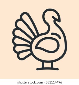 Turkey Bird Minimal Flat Line Outline Stroke Icon Pictogram Symbol