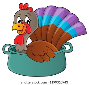 Turkey bird in pan theme image 1 - eps10 vector illustration.