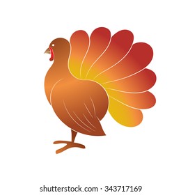 Turkey bird profile, icon for Thanksgiving day. Vector Illustration