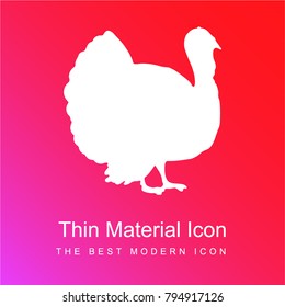 Turkey bird shape from side view red and pink gradient material white icon minimal design