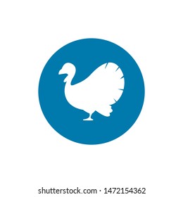 Turkey bird silhouette animal flat icon. Vector illustration.
