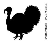 Turkey bird silhouette. Vector illustration isolated on white background. Farm bird profile side view. Black print, poster, icon
