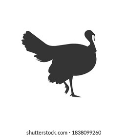 Turkey bird silhouette vector on a white background