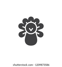 Turkey bird vector icon. filled flat sign for mobile concept and web design. Thanksgiving holiday simple solid icon. Symbol, logo illustration. Pixel perfect vector graphics