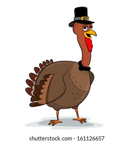 Turkey in a black hat and with a bow tie