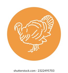 Turkey black line icon. Farm animals. Pictogram for web page, mobile app, promo.