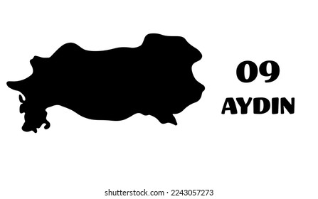 Turkey, black Aydın map vector