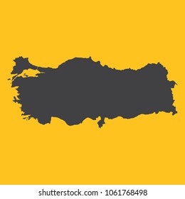 Turkey black map,border on orange background. Vector illustration.