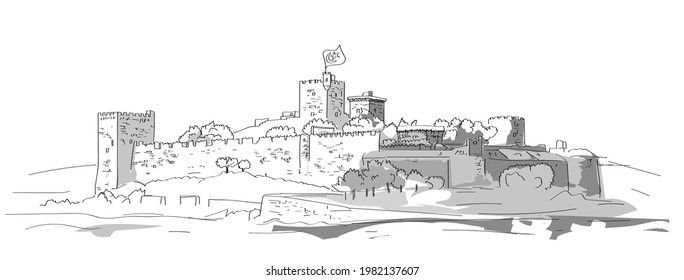 Turkey Bodrum castle  hand drawn