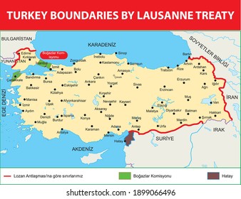 turkey boundaries by Lausanne Treaty turkish history map