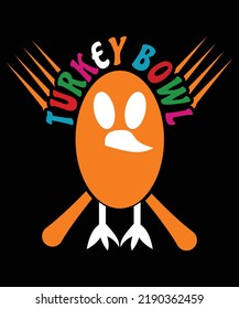 Turkey Bowl Thanksgiving Vector T-Shirt Design Template