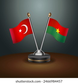 Turkey and Burkina table flags relation with gradient backgrund. Vector Illustration