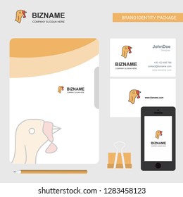 Turkey Business Logo, File Cover Visiting Card and Mobile App Design. Vector Illustration