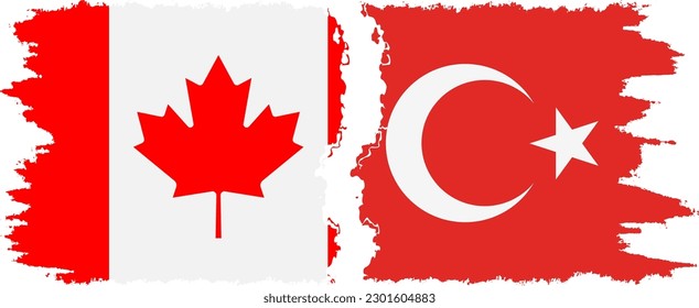 Conexión de banderas grises de Turquía y Canadá, vector