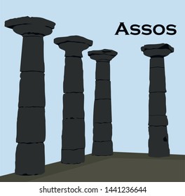 Turkey, Canakkale Assos ancient city and Athena Temple in Behramkale, Ayvacik. Ariston's philosophy school, 
port city