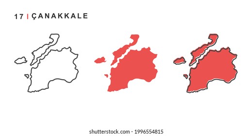 Turquía, mapa de la ciudad de canakkale. Ilustración vectorial simple aislada en un fondo blanco.