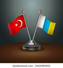 Turkey and Canary Islands table flags relation with gradient backgrund. Vector Illustration