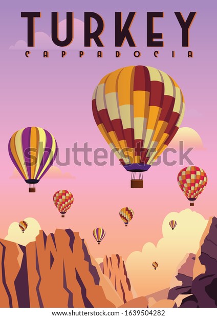 Turkey Cappadocia Vector Illustration Background Travel Stock Vector ...