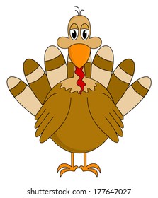 Turkey cartoon, funny, vector art image eps10, isolated on white background.