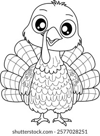 Turkey cartoon line art for coloring book pages