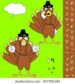 turkey cartoon thanksgiving expressions set in vector format very easy to edit