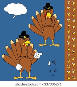 turkey cartoon thanksgiving expressions set in vector format very easy to edit