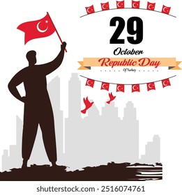 Truthahn-Feiertag am 29. Oktober oder Republik Tag der Türkei Vektorgrafiken und Design. 