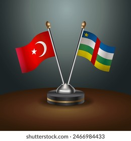 Turkey and Central African Republic table flags relation with gradient backgrund. Vector Illustration