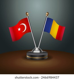 Turkey and Chad table flags relation with gradient backgrund. Vector Illustration