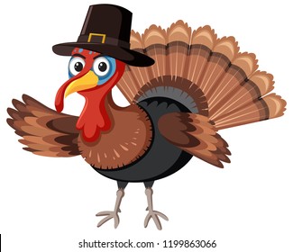 A turkey character on white background illustration