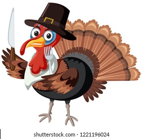 A turkey character on white background illustration