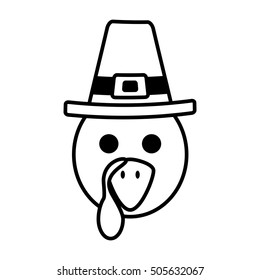 turkey character thanksgiving icon vector illustration design