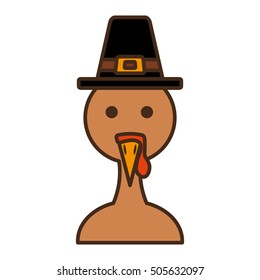 turkey character thanksgiving icon vector illustration design