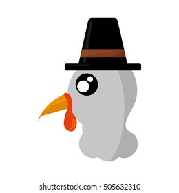 turkey character thanksgiving icon vector illustration design