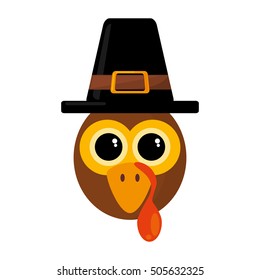 turkey character thanksgiving icon vector illustration design