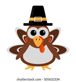 turkey character thanksgiving icon vector illustration design