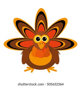 turkey character thanksgiving icon vector illustration design