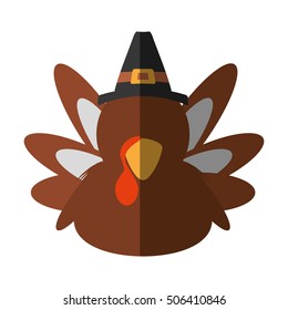 turkey character thanksgiving icon vector illustration design