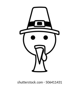 turkey character thanksgiving icon vector illustration design