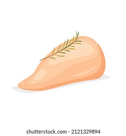 Turkey or Chicken breast fillet with salt and rosemary. Vector illustration in trendy flat style isolated on white background.