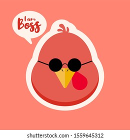 Turkey chicken cartoon character design. Thanksgiving turkey mascot. Vector character. Turkey head cartoon in flat style vector illustration