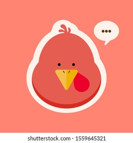 Turkey chicken cartoon character design. Thanksgiving turkey mascot. Vector character. Turkey head cartoon in flat style vector illustration